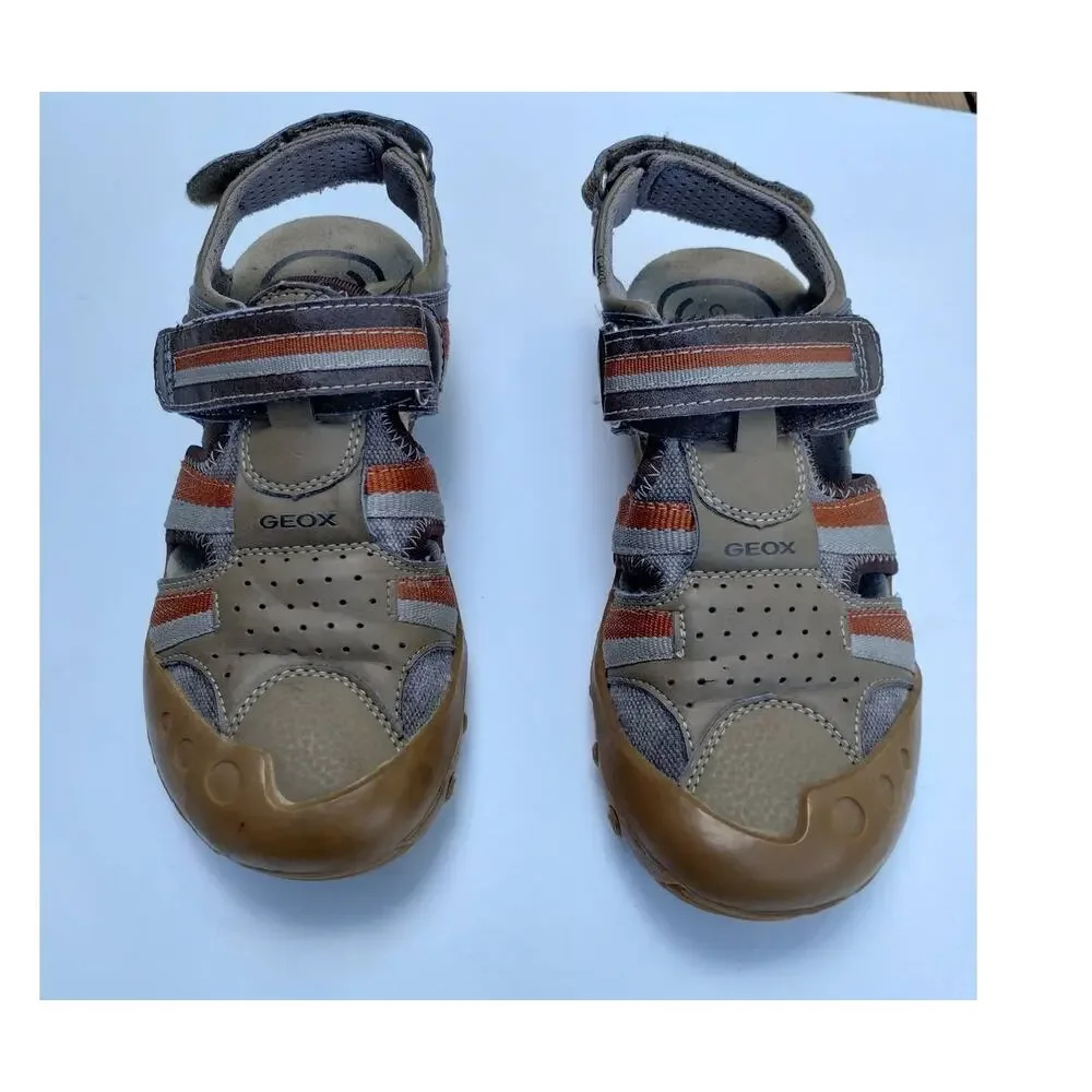 Geox KidsClosed Toe Sandals Mesh Summer Water Shoes Size 3.5 Brown/Orange
